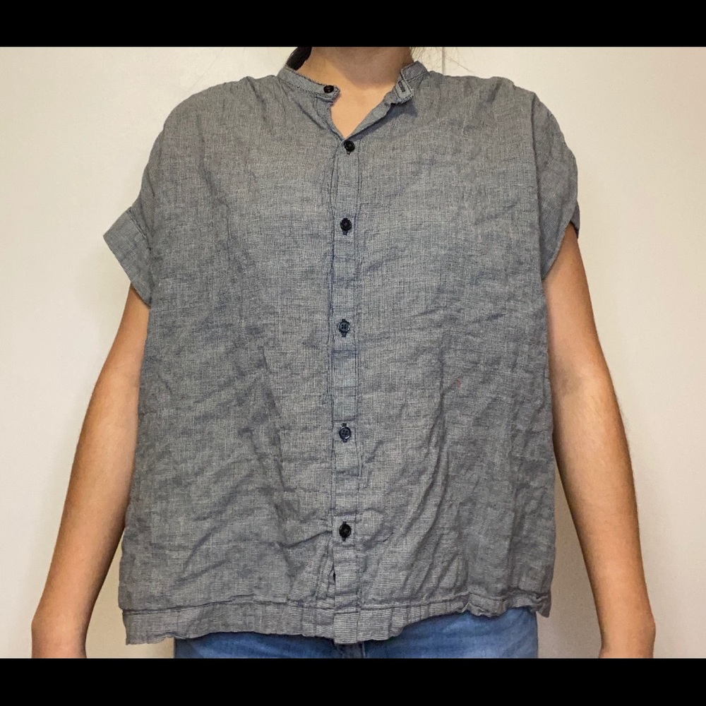 Gingham short sleeve button up